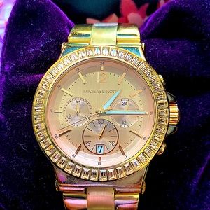 Michael Kors Baguette-Bezel MK5412 Rose Gold tone Women Chronograph Watch